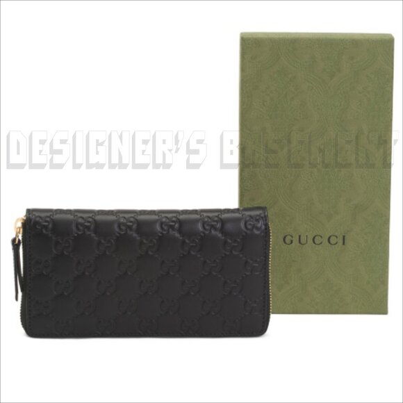 GUCCI black GUCCISSIMA GG leather Zip around checkbook Wallet Clutch Purse NIB - Picture 2 of 7